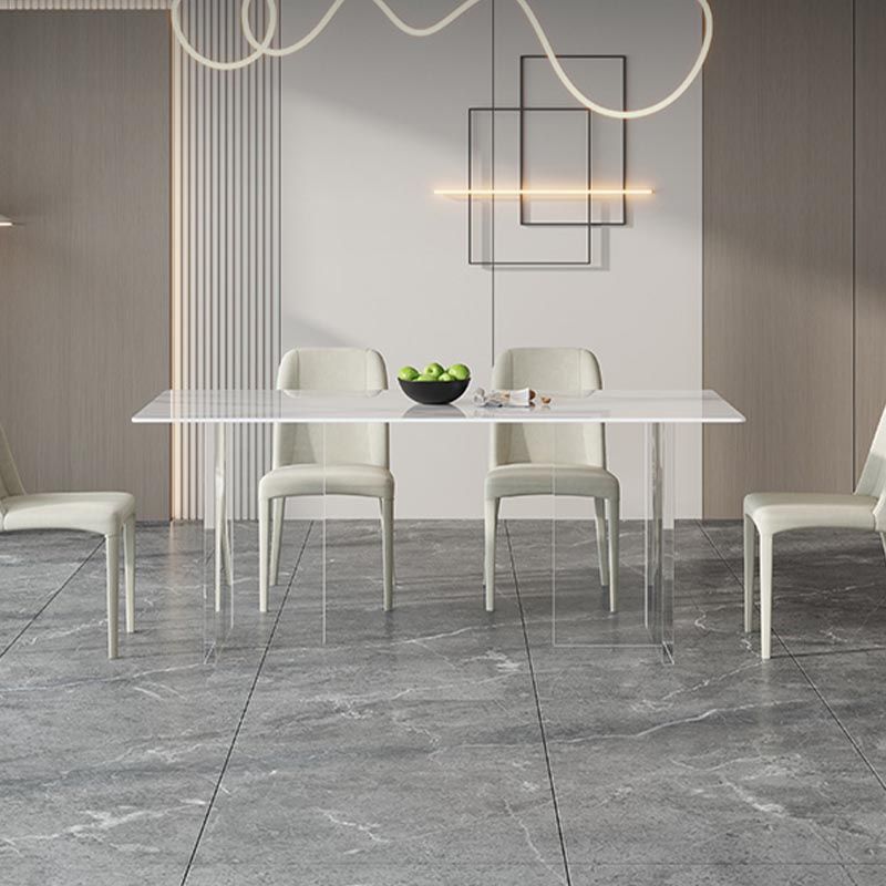 Stone Top Dining Table Modern Rectangle Dining Table with Sled Base