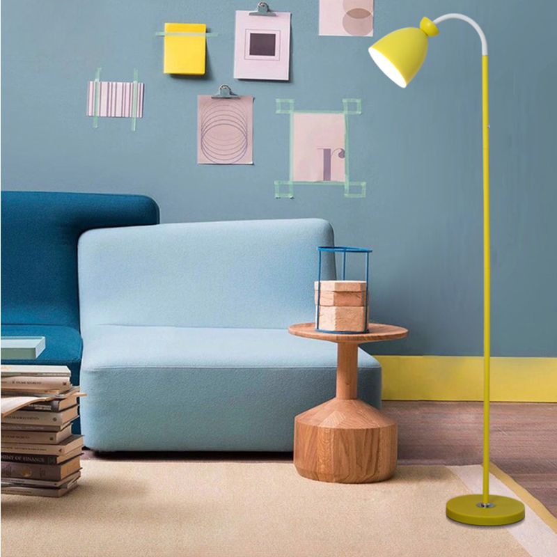 Macaron Bell Leesvloer Lamp metaal 1 kop Bed Bevloer Licht met flexibele arm