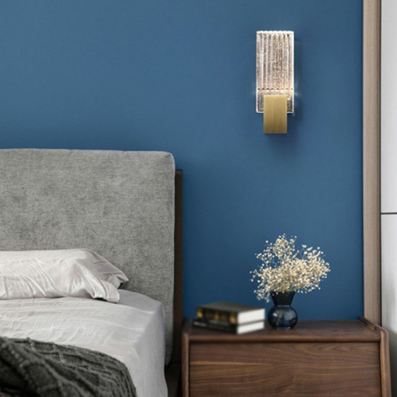 Iron and Crystal Wall Lighting Fixture in Gold LED Post Modern Wall Sconce