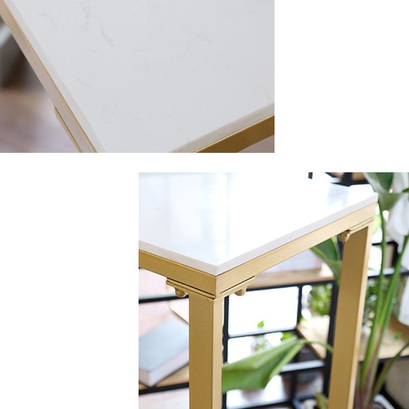 Glam Bar-height Table White Stone Top Pub Table with Gold Base