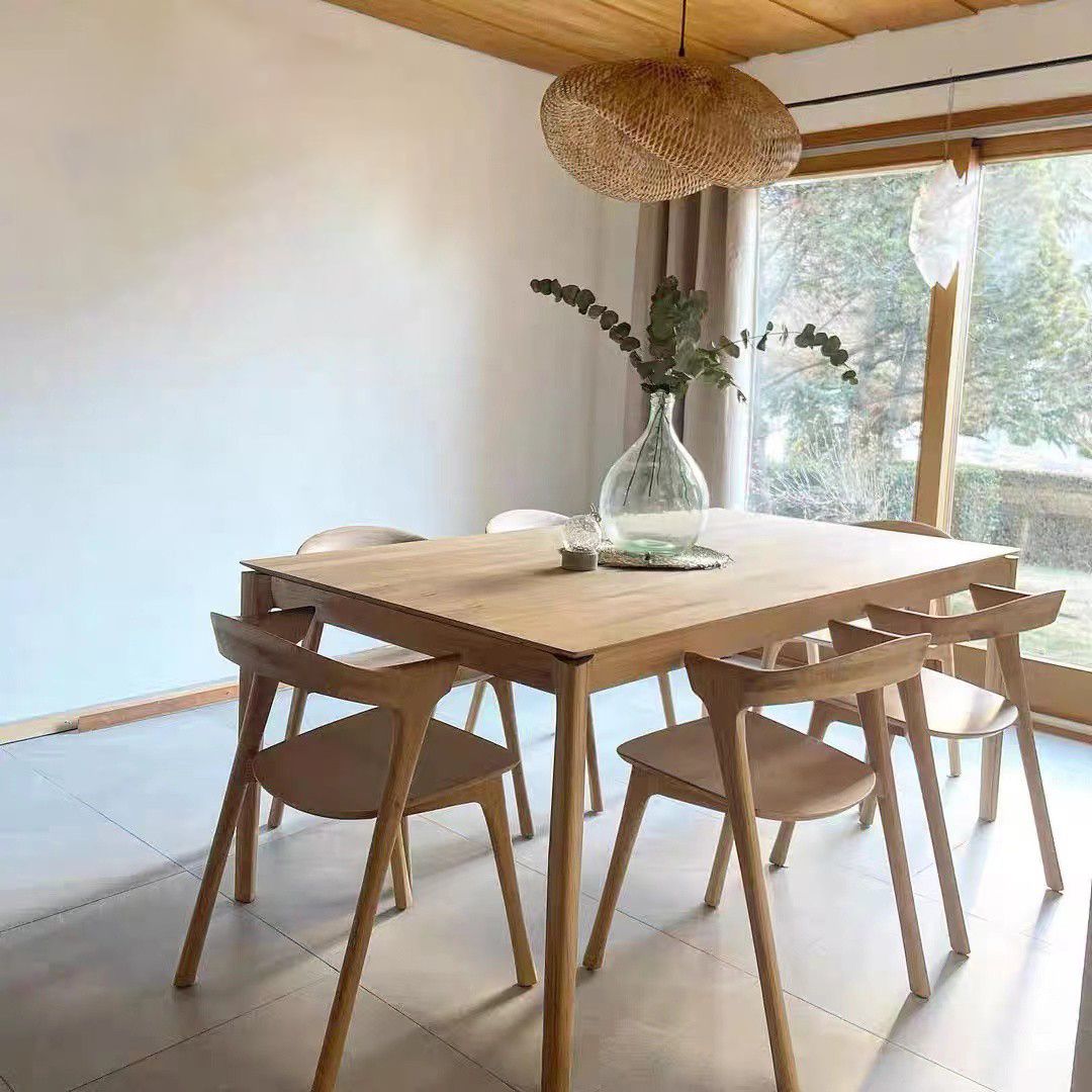Modern 1/3/4/5/6 Pieces Rectangle Dining Set Ash Wood Dining Table with Chairs