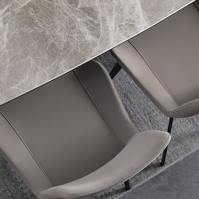 Minimalist Style Faux Leather Dining Chairs Solid Back Armless Side Chairs (Set of 2)