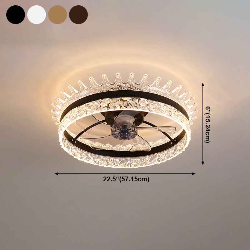 Minimalist LED Ceiling Fan Light Circular Semi Flush Ceiling Light with Acrylic Shade