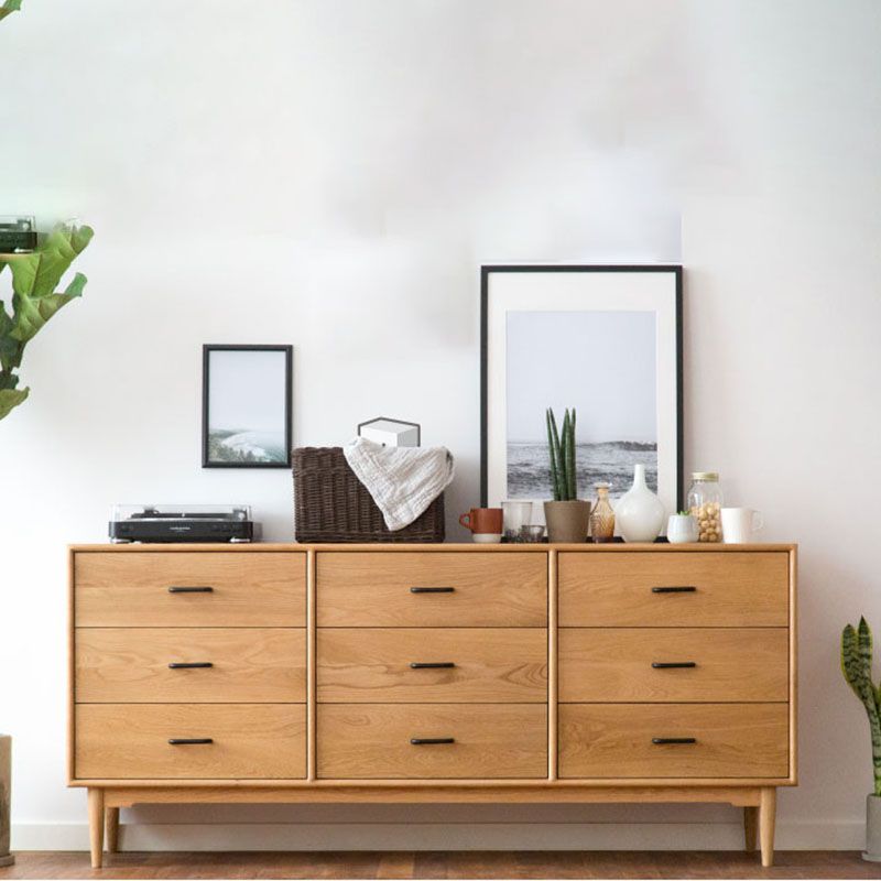 Modern Dresser Solid Wood Storage Chest Dresser with 9 Drawers