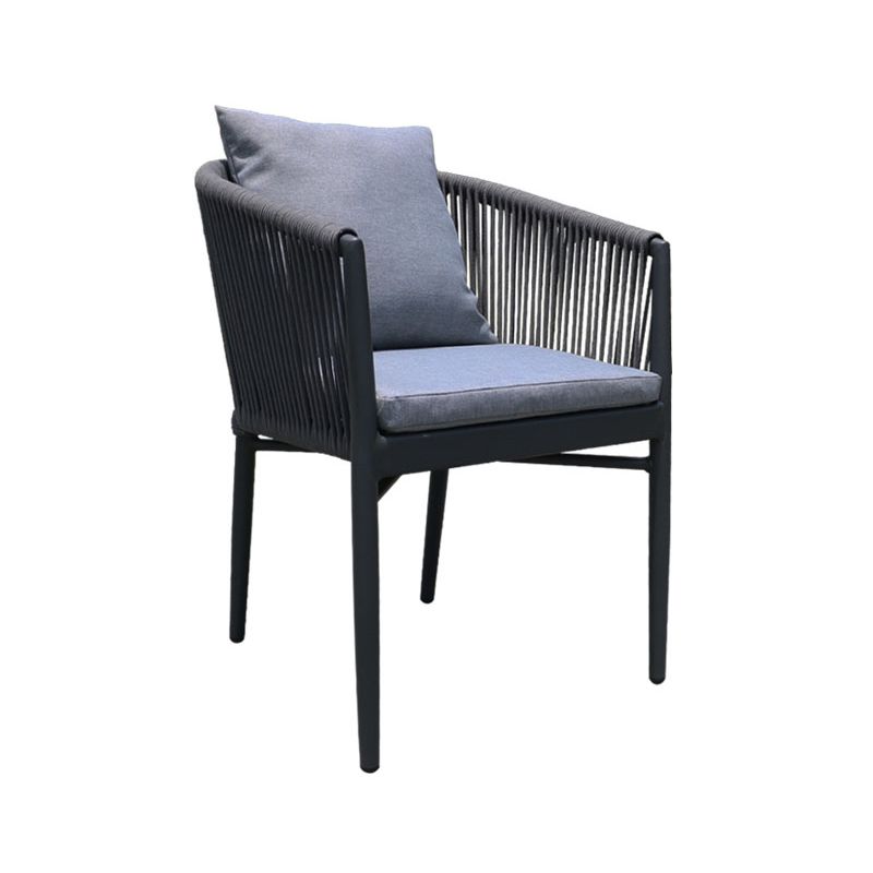 Industrial Black Outdoor Bistro Chairs Metal Patio Dining Armchair