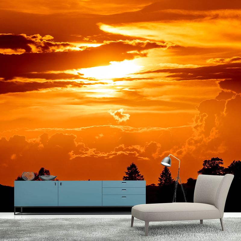 Horizontal Photography Sky Mural Soft Color Stain Resistant Wall Art for Home