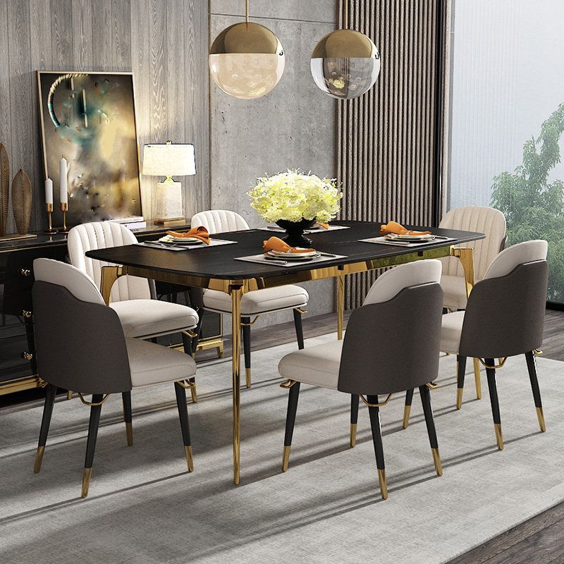 Glam Style Parsons Side Chair Leather Dining Chair with Wooden Legs