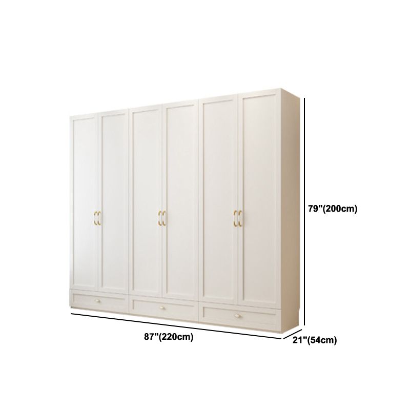 White Wardrobe Closet Engineered Wood Wardrobe Armoire with Drawer