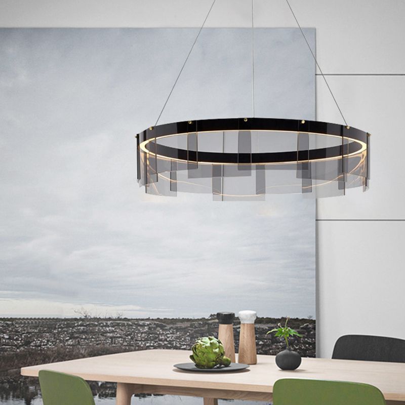 Nordic Contemporary Style LED Chandelier Pendant Light Circular Glass Chandelier