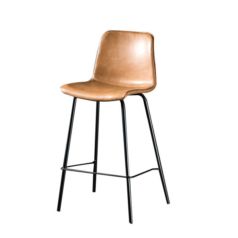 Modern Matte Finish PU Leather Barstool Low Back Restaurant Stool