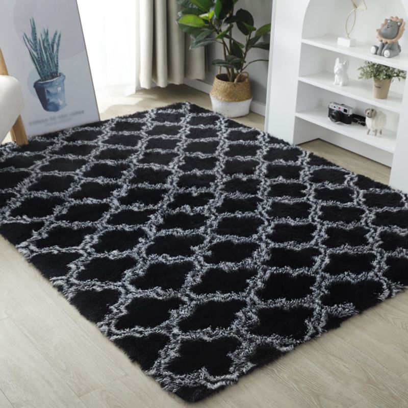 Individuality Geometry Printed Rug Modern Shag Area Carpet Non-Slip Backing Carpet for Home Decor