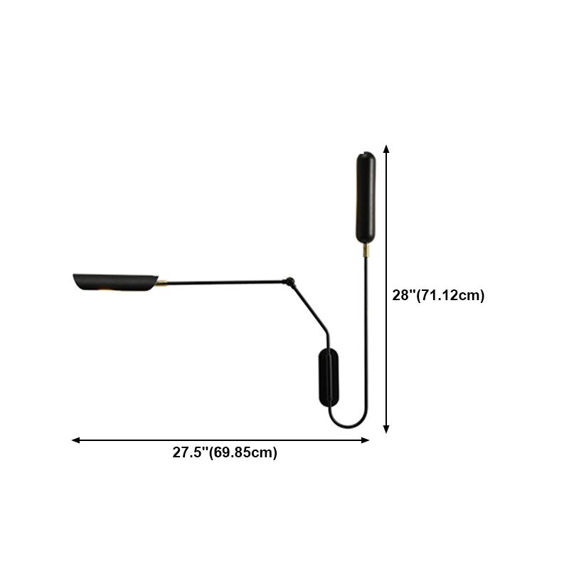 Black Metal Shade Wall Light Nordic 2 Lights Adjustable Wall Sconce for Living Room