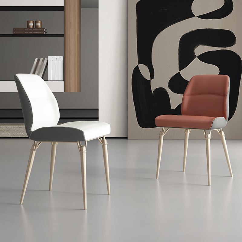 Contemporary Dining Chairs Armless Dining Chair with Metal Legs for Kitchen