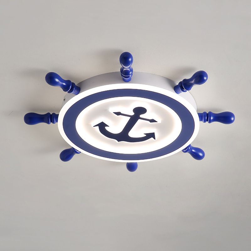 Bleu Rudder LED Ceiling Fixture in Kids Creative Style Wrought Iron Flush Mount with Acrylic Shade