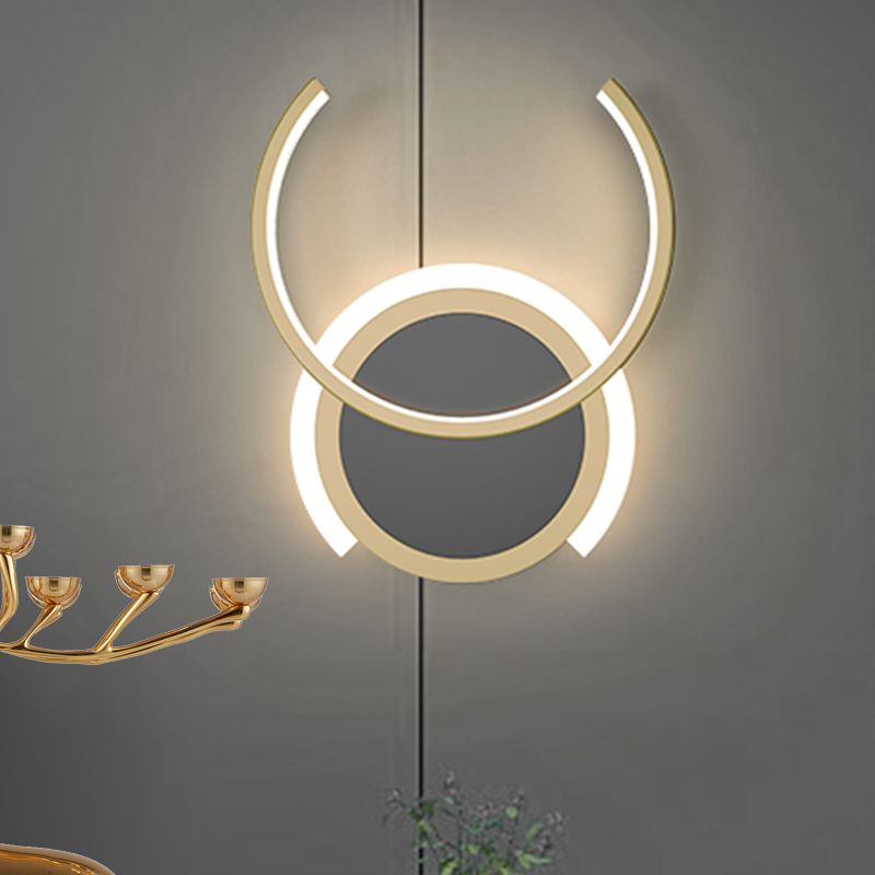 Metal C-Shaped Wall Sconce Light Nordic LED Wall Lighting in Gold for Bedroom, Warm/White Light