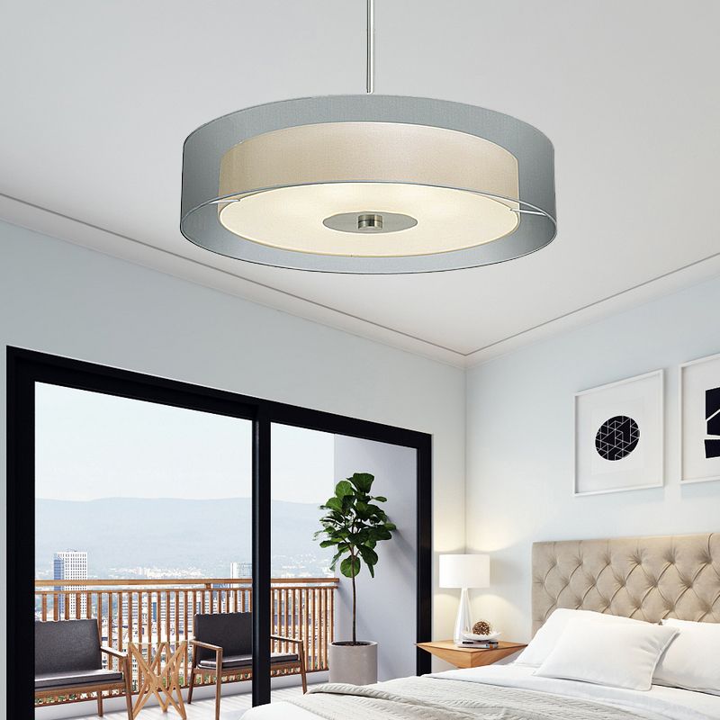 3-Light Black Shaded Drum Chandelier for Room