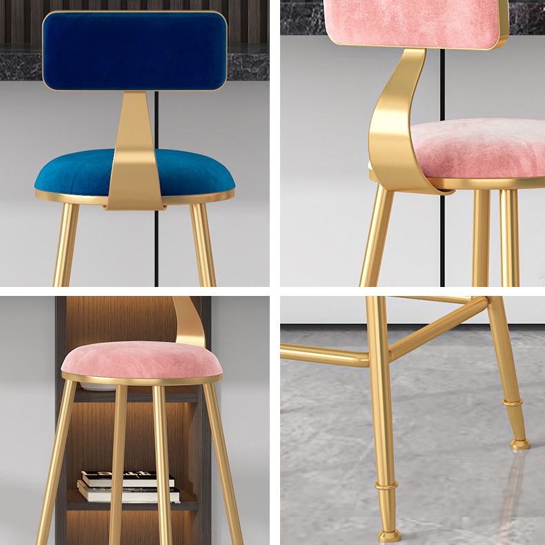 Glam Metal Upholstered Bar Stool Bristol Barstool with Low Back and Cushion