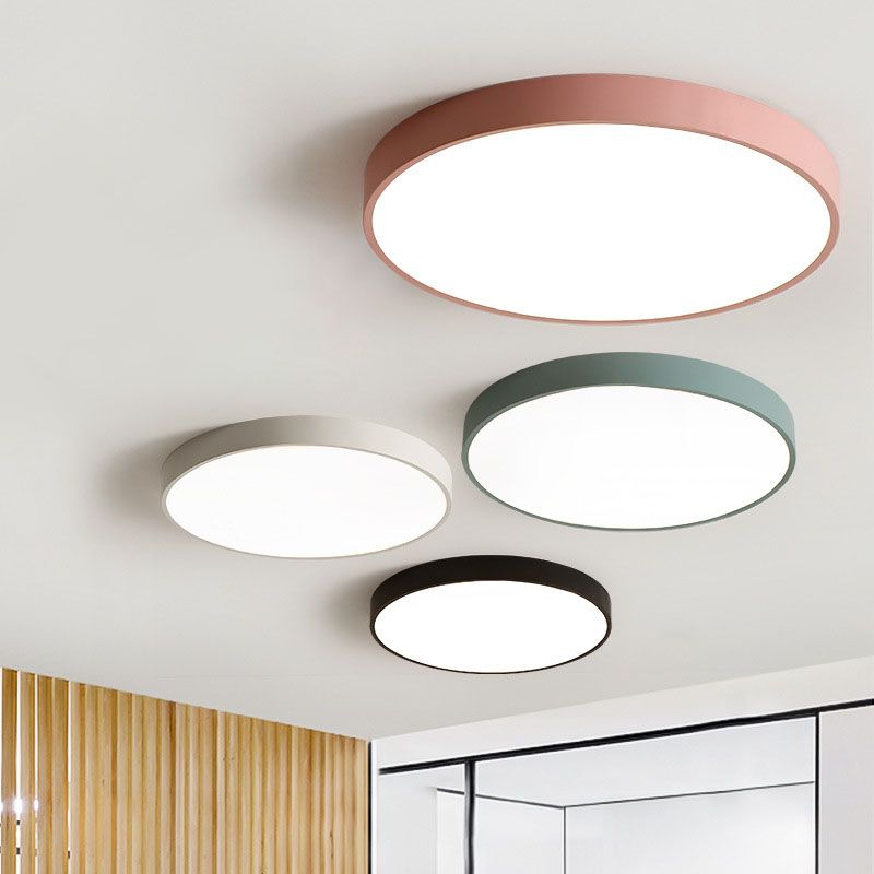 Lampada da soffitto rotonda moderna Macaroon Acrilico 1 Luce LED Flush Mount per camera da letto