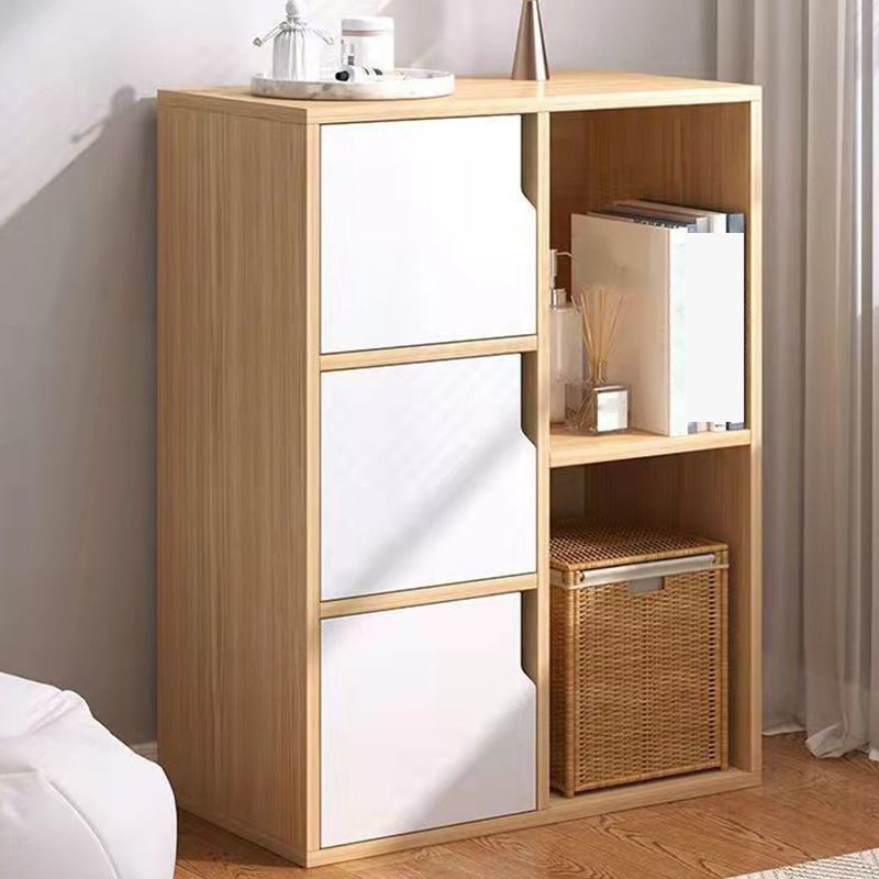 Contemporary Wooden Side Cabinet with Storage Shelves and Doors