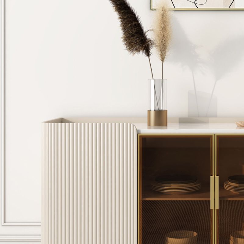 White Glam Buffet Sideboard Cabinets Dining Buffet for Living Room
