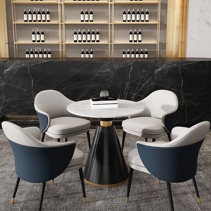 Round Dining Table with Pedestal Base Traditional Luxury Stone Top Table for Home