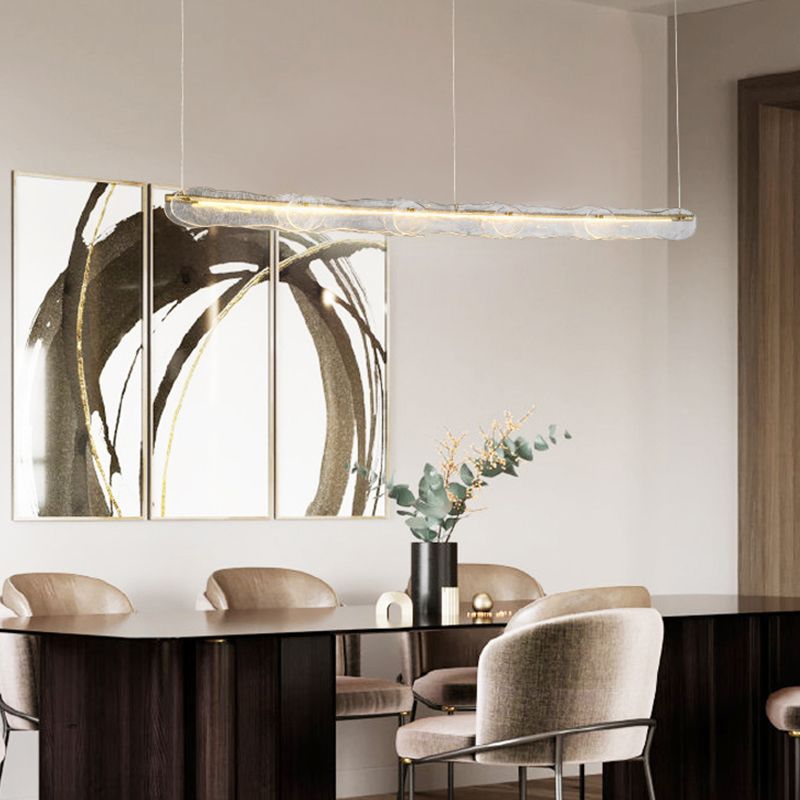 1-leichte Inselbeleuchtung minimaler Stil Linearer Formglasanhänger Beleuchtung