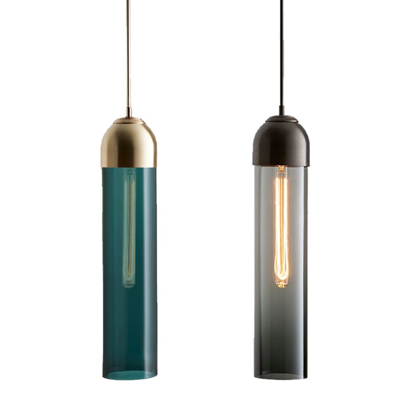 17.7 "Altura Minimalista Carril de vidrio en forma de tubo de luz 1 luz mini luz colgante con cable ajustable de 47"