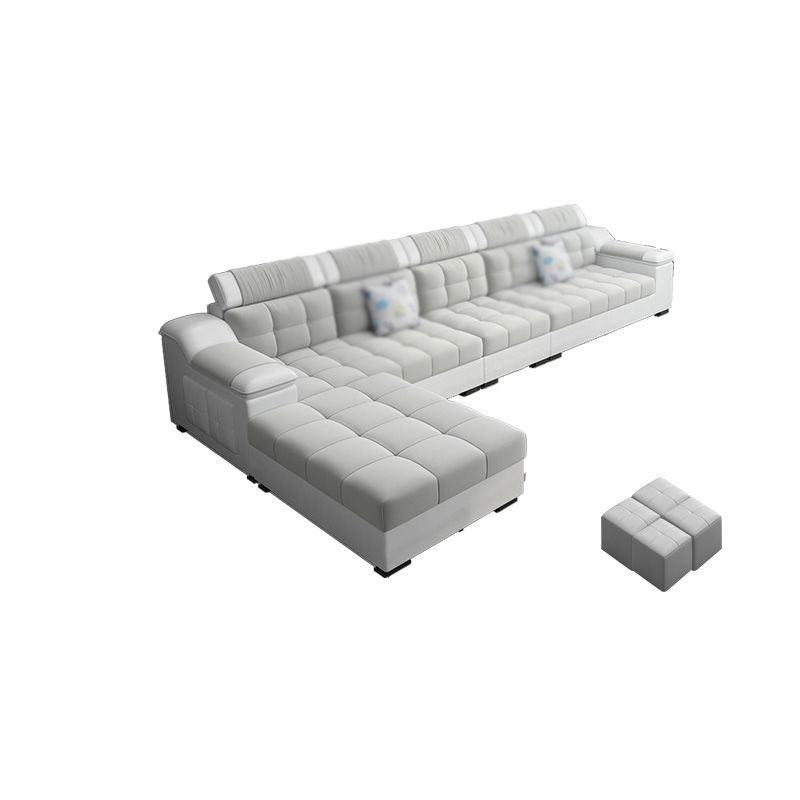 Contemporary Sofa Grey High Back Sloped Arms Sofa/Sectional for Living Room