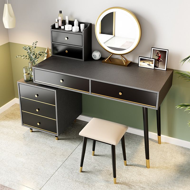 Black Make-up Vanity 15.74" Wide Wood Vanity Set with Storage Drawers