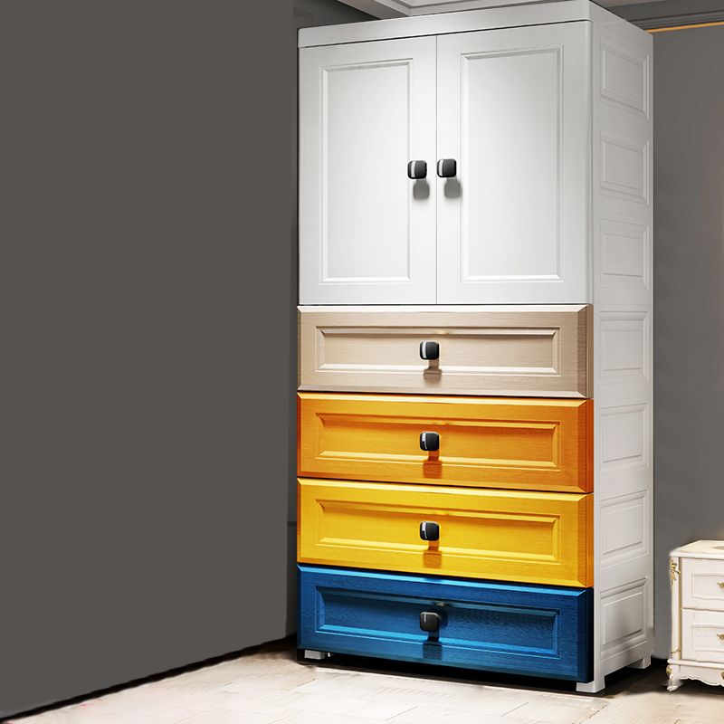 Contemporary Wardrobe Armoire Plastic Wardrobe Closet With Door and Drawer