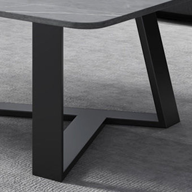 Glam Style Grey/black Gold/white Gold Rock Slate Top Coffee Table
