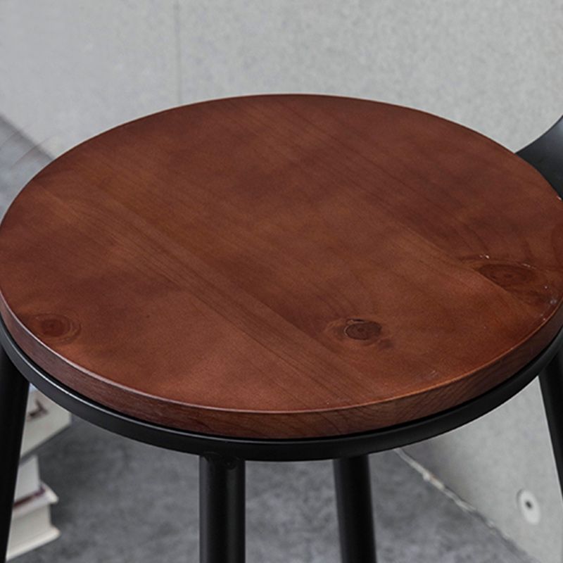 Indoor Industrial Wood Top Barstool Metal 4 Legs Bar Stool with Pedal