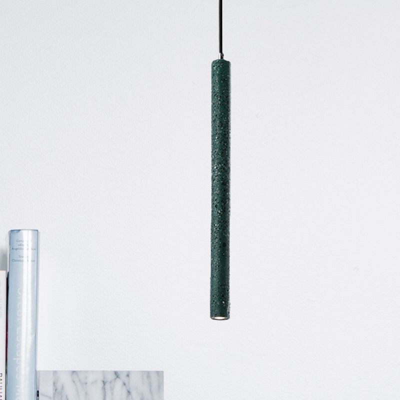 Tube Pendant Lighting Nordic Cement 1 Light Yellow/Blue/Green Hanging Ceiling Light, 12"/21.5"H