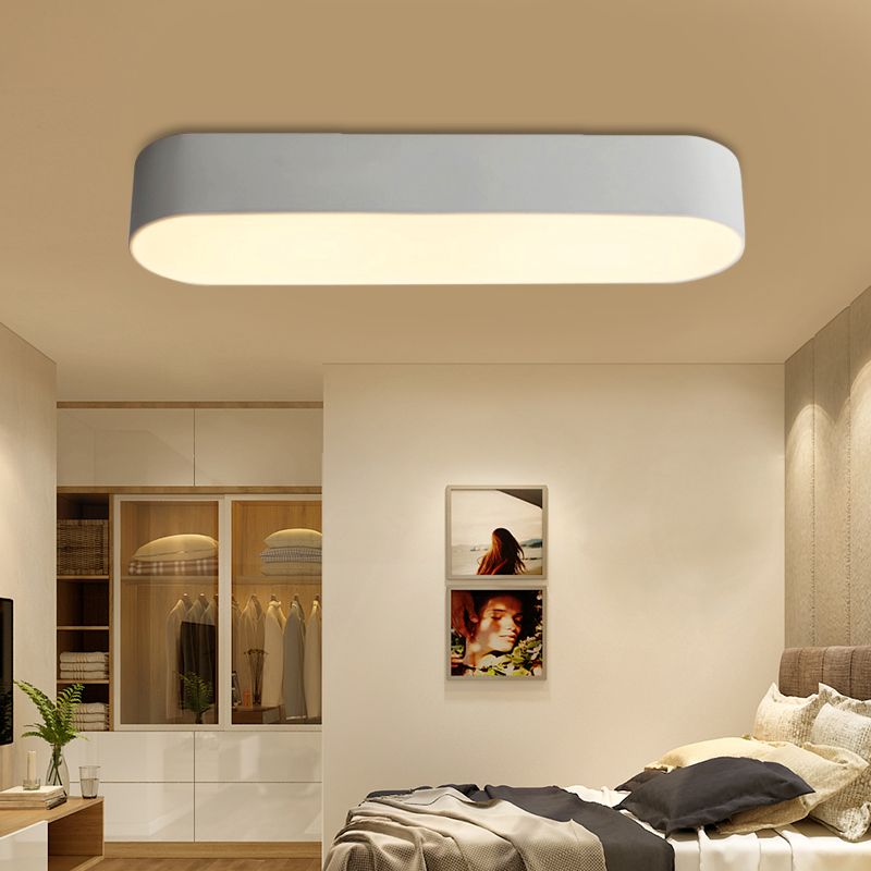 Lámpara de techo empotrada con caja de borde liso, LED de metal moderno, 23,5 "/ 35,5" de ancho, luz de techo empotrada blanca/negra para dormitorio en luz blanca/cálida