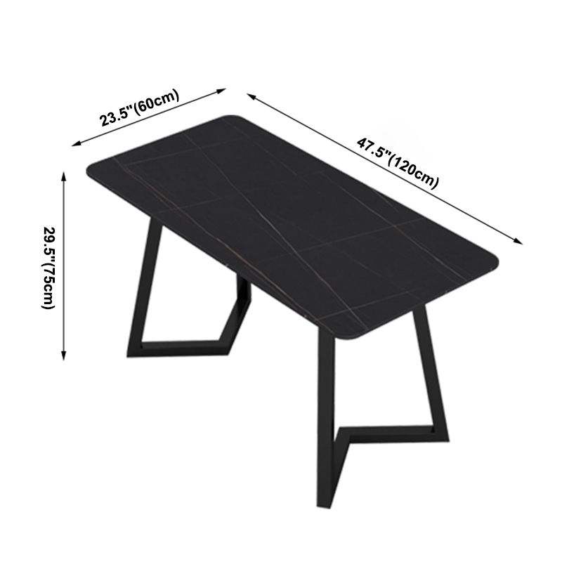 Mesa de mesa de estilo industrial con marco negro para comedor