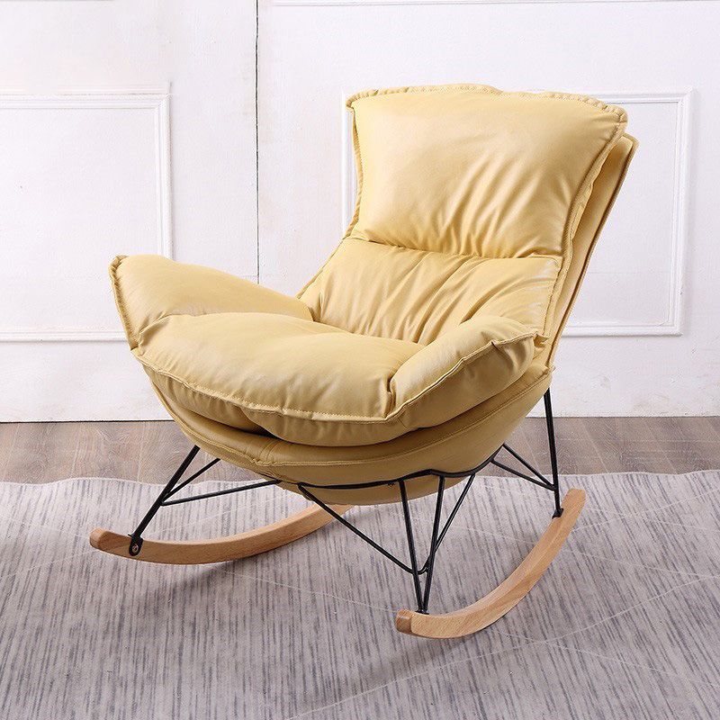 Modern Rocker Chair Metal Frame Dirt Resistant Spindle Rocker Chair with Cushions