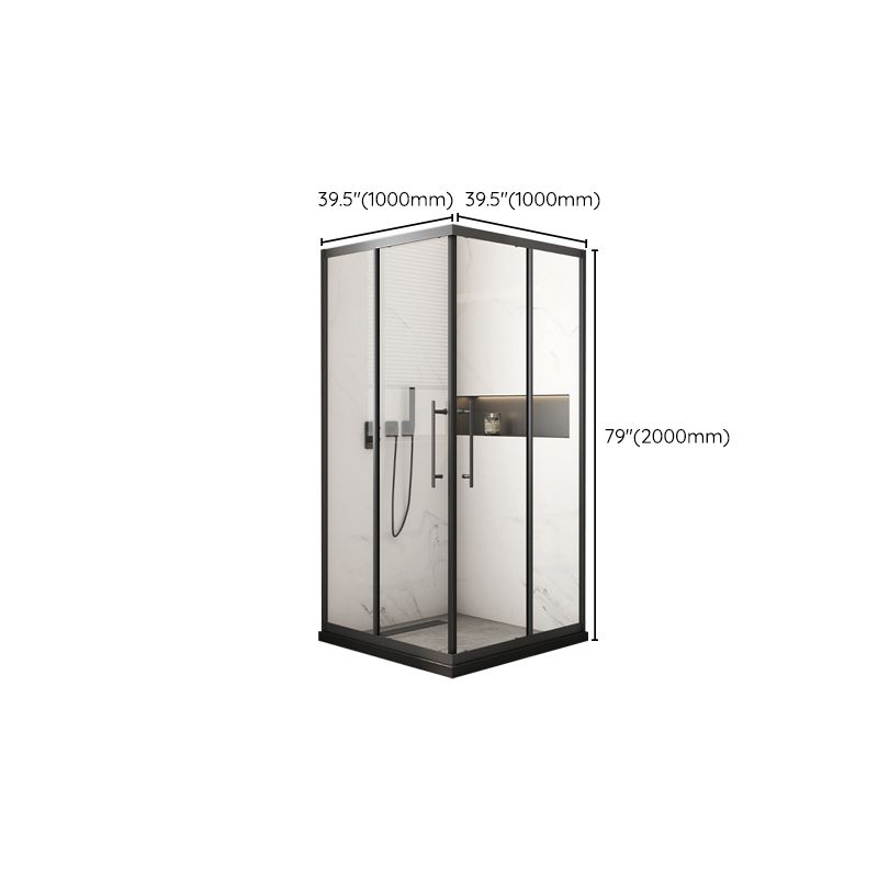 Black Framed Shower Doors Double Sliding Tempered Shower Bath Door