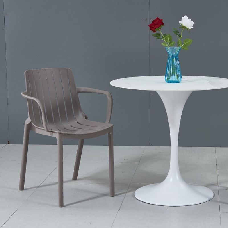 Scandinavian Kitchen Arm Chair Indoor Slat Back Plastic Dining Room Chair