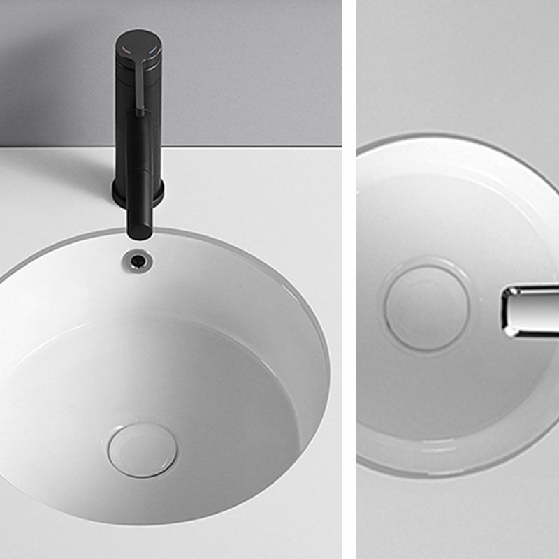 Circular Bathroom Sink Modern White Vitreous China Drop-in Bathroom Sink