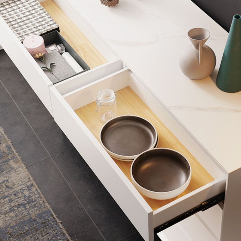 Contemporary Chest Bedroom Stone Storage Chest in White with 8 Drawers