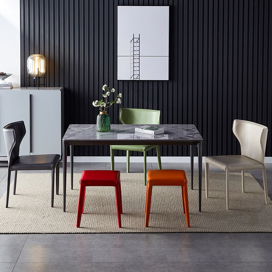 Chaise de salle à manger en cuir de cuisine, chaise d'appoint à oreilles de 32 pouces de hauteur avec 4 pieds en métal