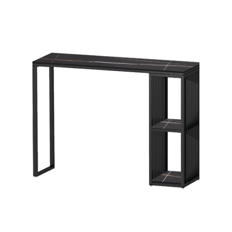 Glam 1/3 Pieces Bar Table Set Rectangle Stone Counter Table with High Stools for Balcony