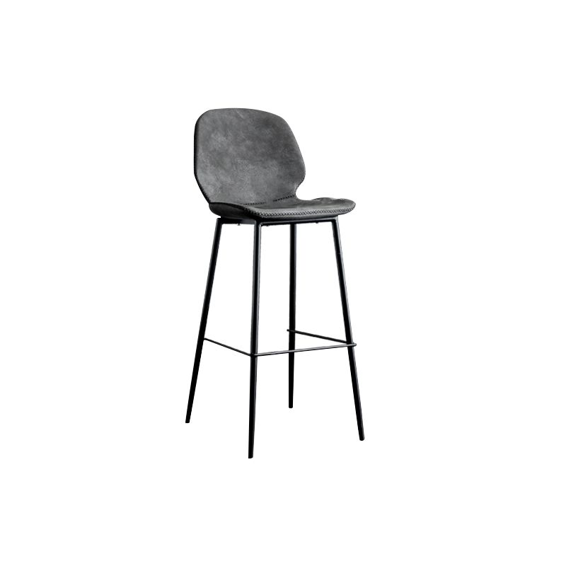 Industrial Indoor Upholstered Low Back Bar Stool with Metal Base