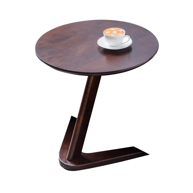 Contemporary Round Side Table Rubberwood Side End Snack Table