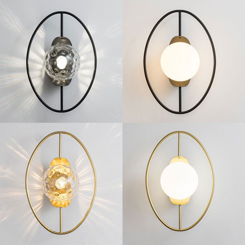 Contemporary Wall Sconce Globe Shade Wall Light Fixture for Bedroom