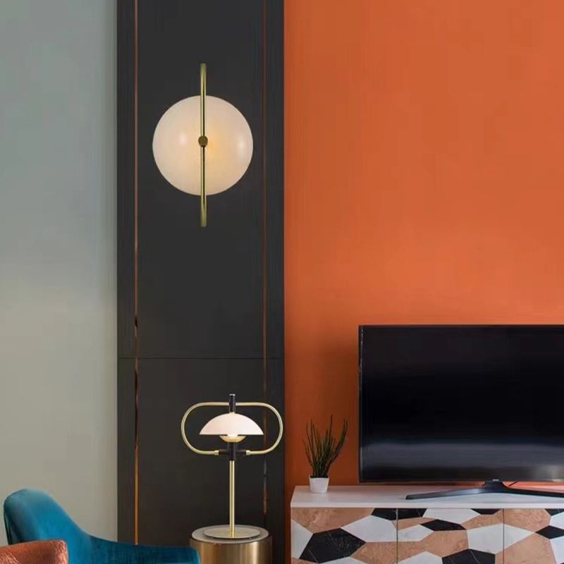 Post Modern Wall Sconce Metal & Glass 1 - Light Wall Light in Gold & Black