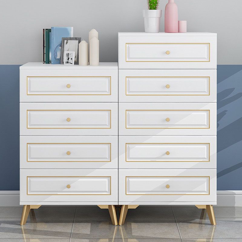 Contemporary Soft-Close Drawers Storage Chest Wood Dresser with Metal Feet