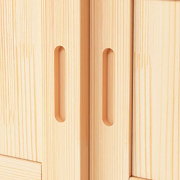 Natural Pine Solid Wood Wardrobe Freestanding Wardrobe with Sliding Doors