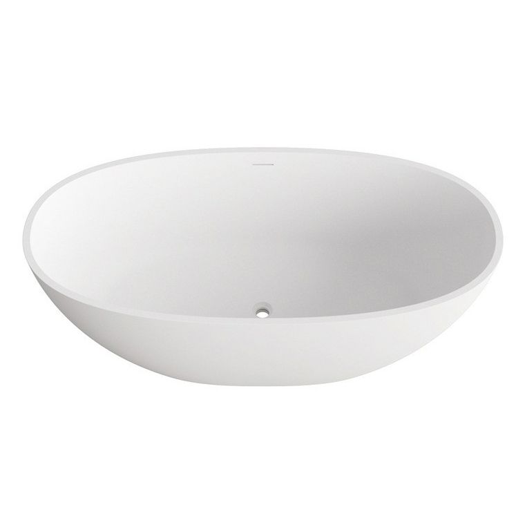 Oval Stone Soaking Bathtub Antique Finish Freestanding Bath Tub