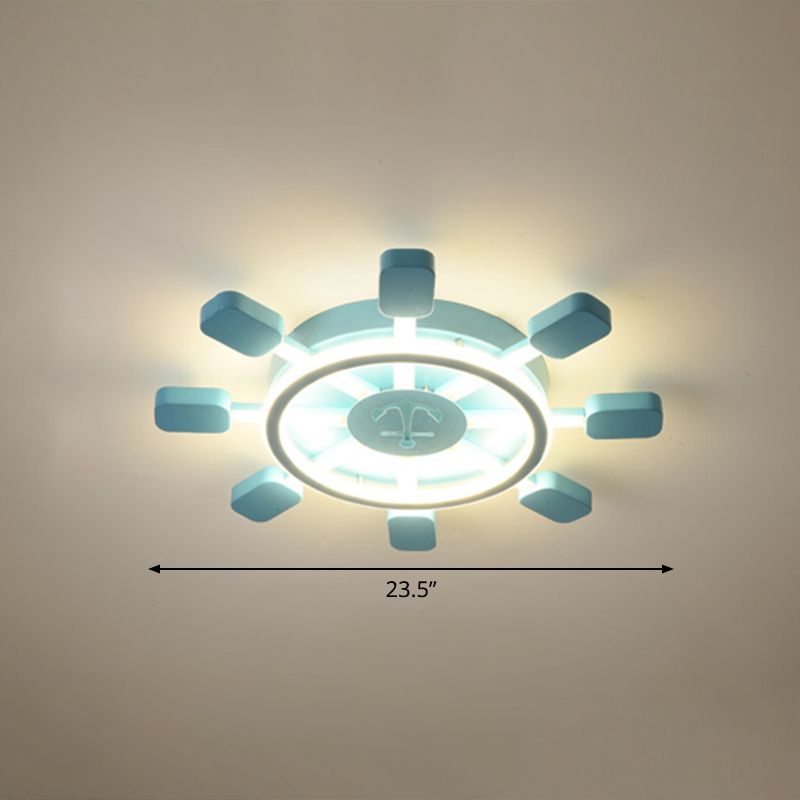 Aluminio Rudder Flush Lave Light Ychilrens Sky Blue LED Flush Light Fixture for Bedroom